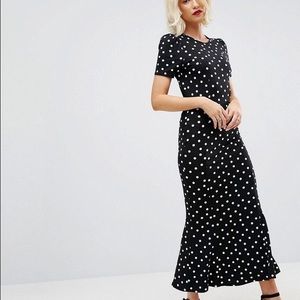 ASOS City Maxi Tea Dress In Polka Dot Print 8 New